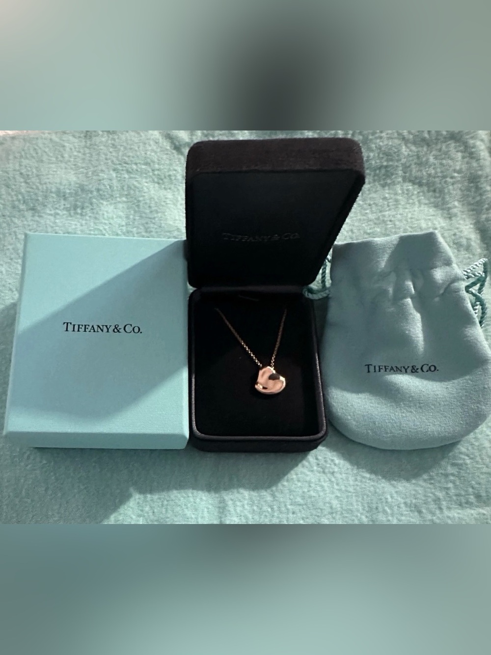 Tiffany & Co., Elsa Peretti 18k Rose Gold 14mm Full Heart Pendant,18”, NIB RARE